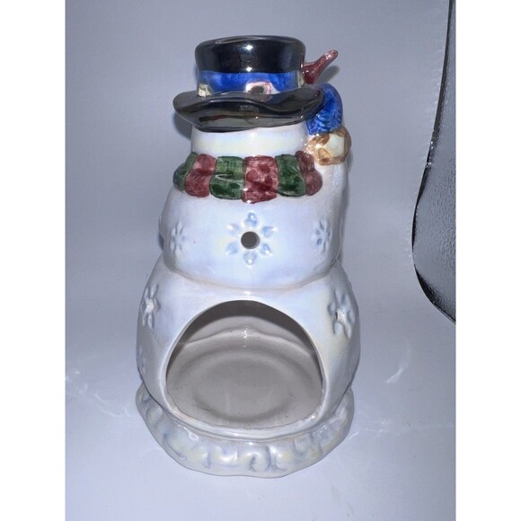 Ganz Iridescent Ceramic Snowman Tealight Candle Holder Cardinal Birdhouse 6 Inch - Picture 6 of 10